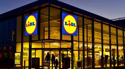 An evening shot of a Lidl supermarket