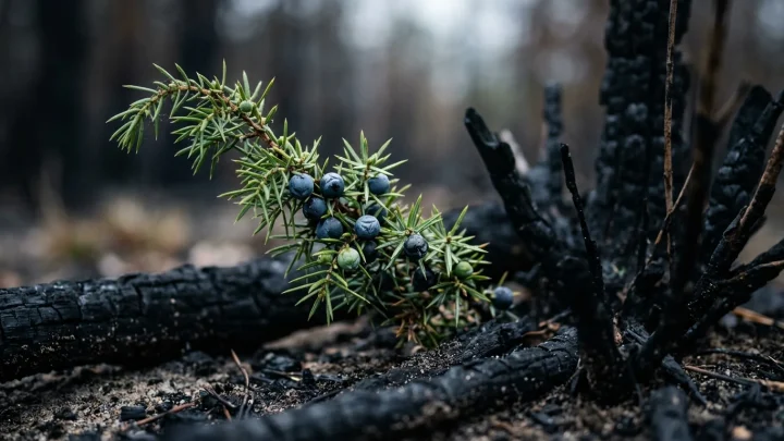 Verwoeste natuur na de bosbrand in Limburg