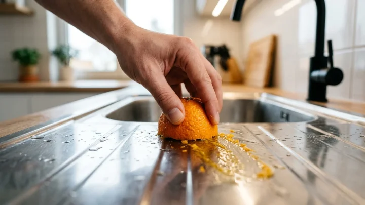 Een roestvrijstalen gootsteen in een moderne keuken.